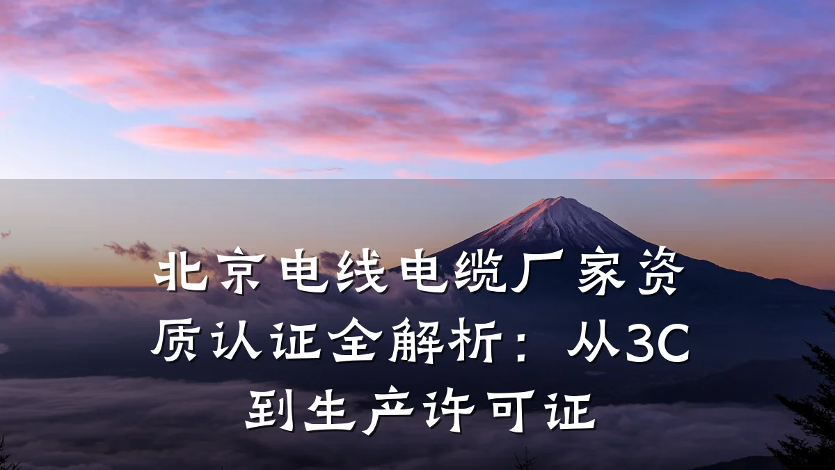 北京电线电缆厂家资质认证全解析:从3C到生产许可证